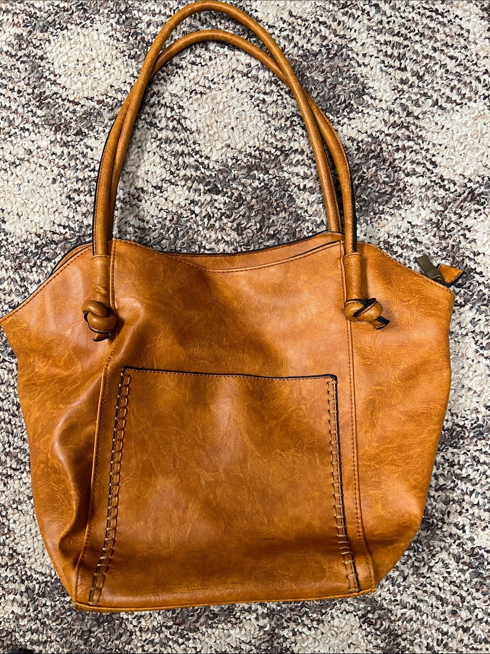 Women’s Tan Leather Tote Bag - Casual Everyday Handbag